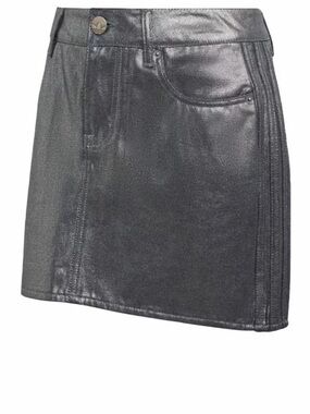 adidas Silver Jean Mini Skirt with classic 3 stripes
